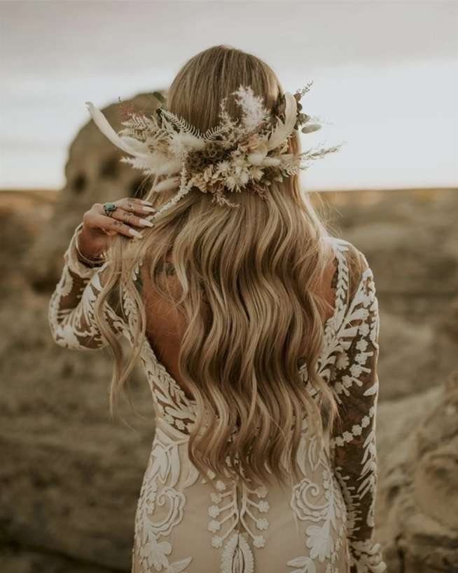 Flower Crown with Messy Waves