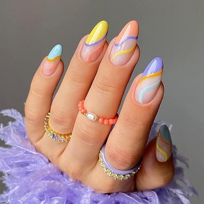 Rainbow Wave Nails