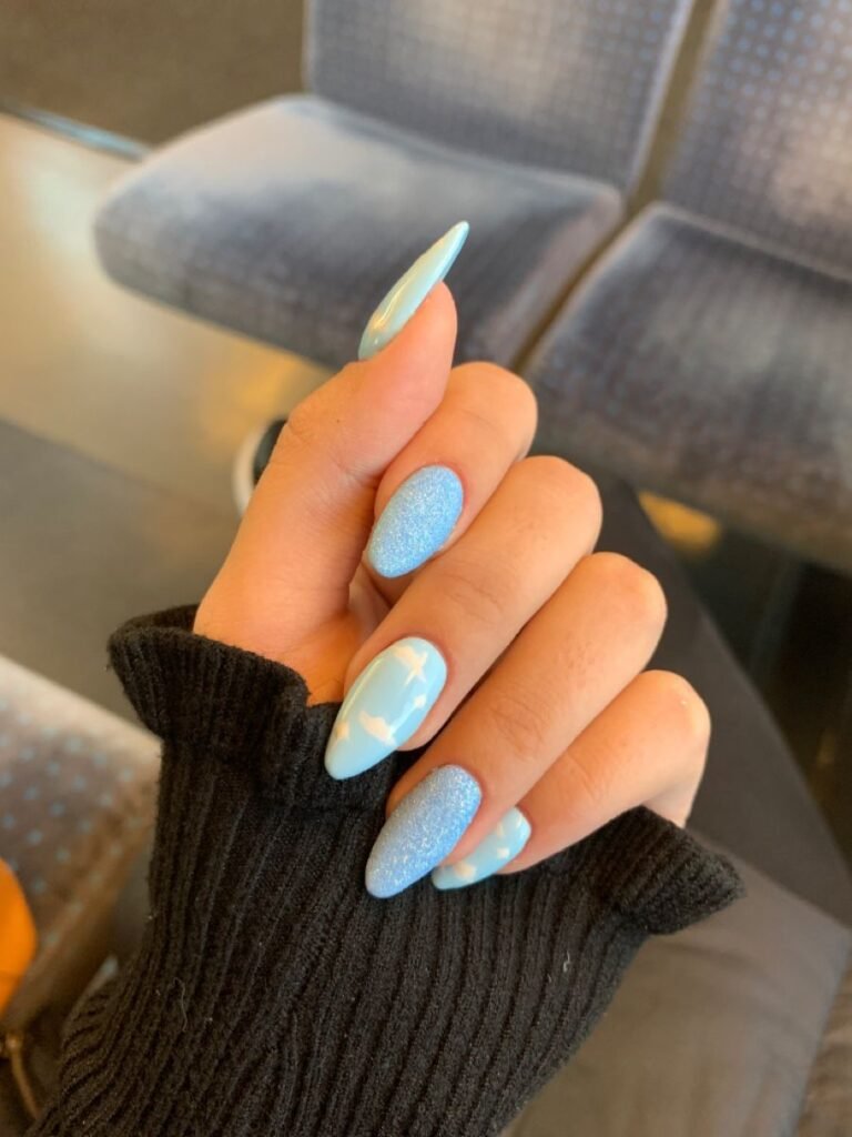 Blue Sky & Cloud Nails