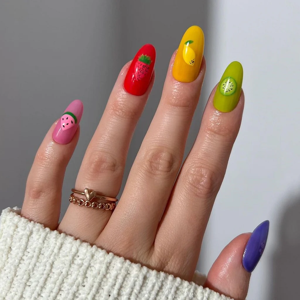 Neon Skittle Nails