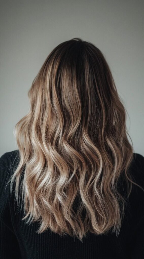 Ash Blonde Balayage on Loose Waves