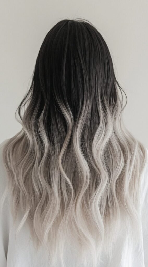 Ash Blonde Ombre with Deep Shadow Root
