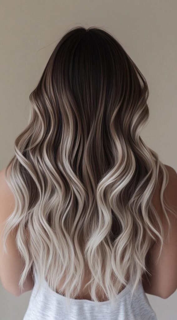 Ash Blonde Waves with Subtle Brunette Base