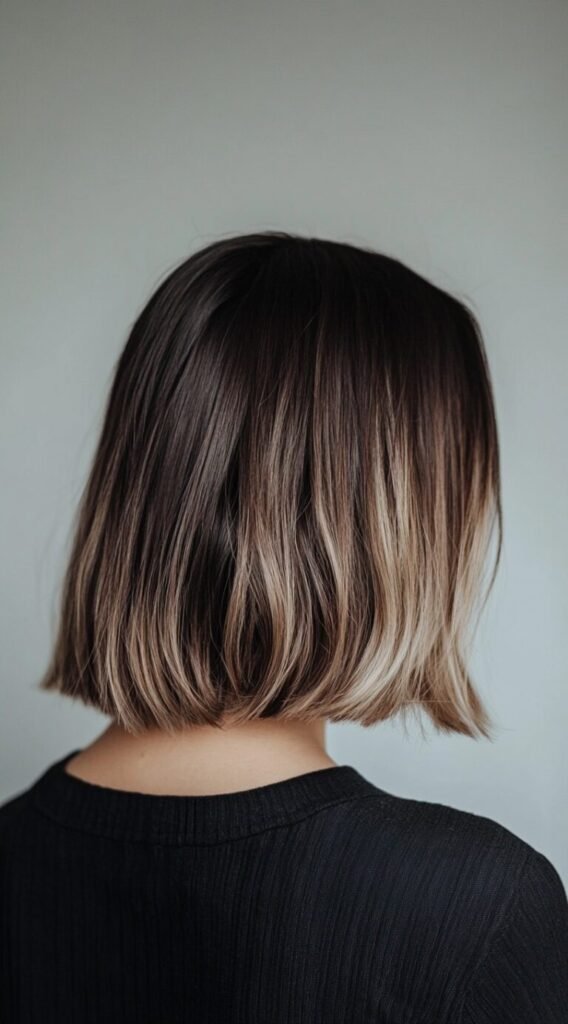 Blunt Bob with Blonde Balayage Tips