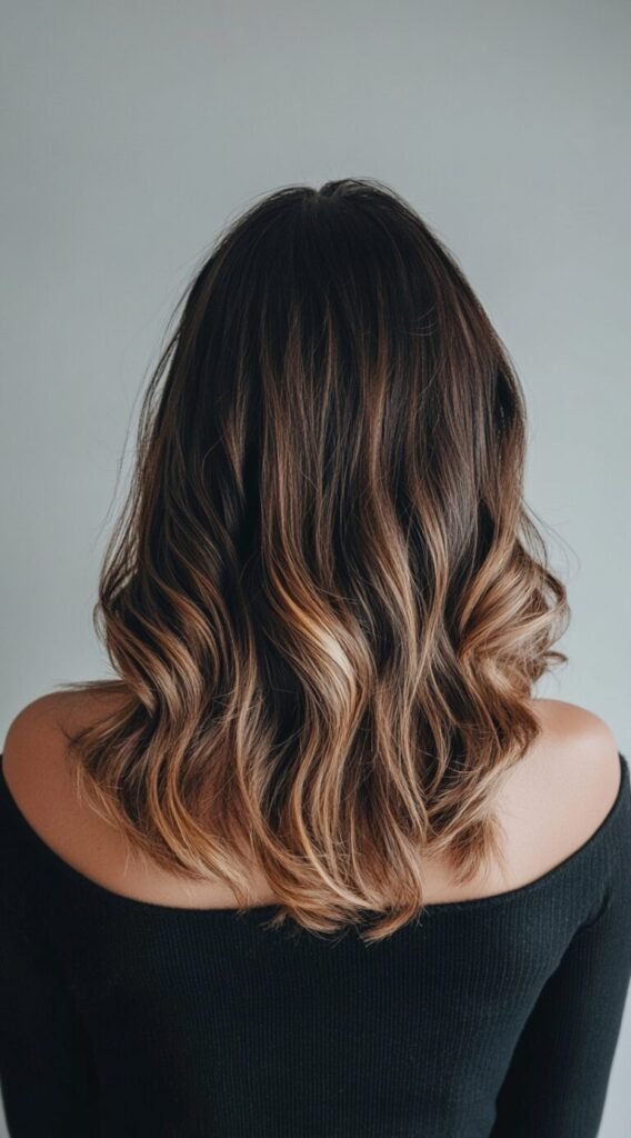 Caramel Blonde Balayage on Shoulder-Length Hair