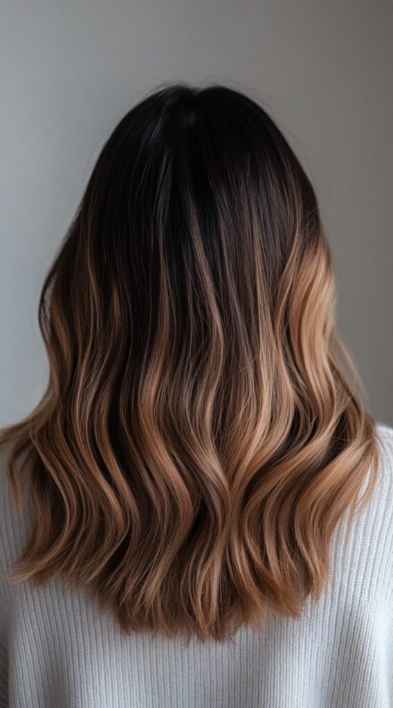 Caramel Blonde Balayage on Soft Waves