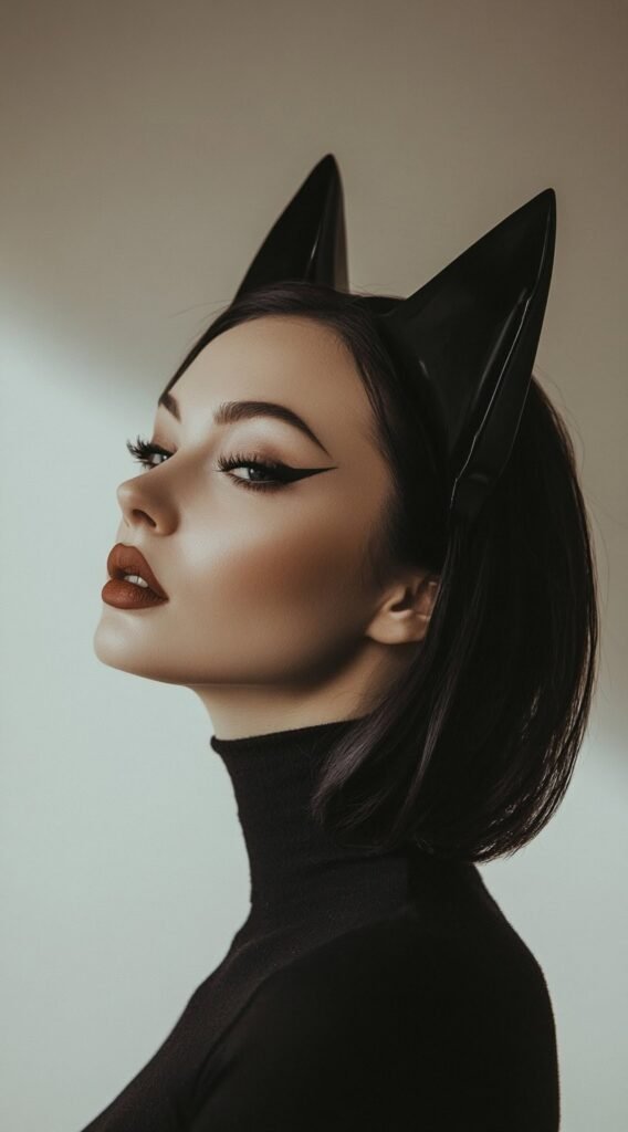 Catwoman Chic – Sleek Bob with Cat Ears