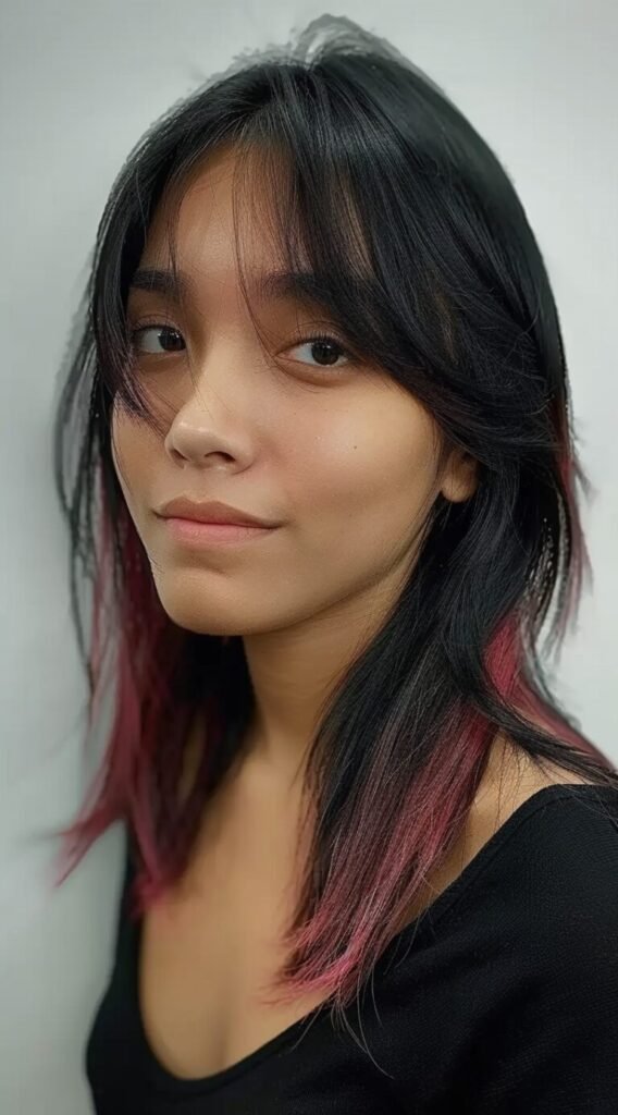 Dark Hair with Pink Ends