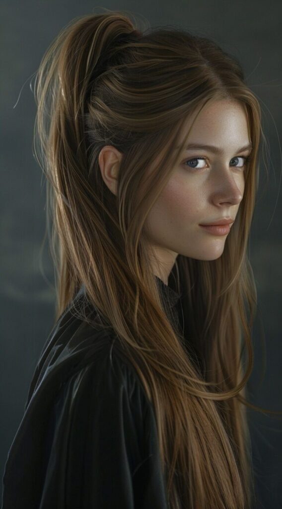 Half-Up Half-Down with Ponytail and Layers