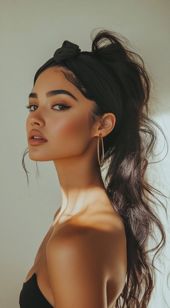 High Ponytail with a Knotted Headband