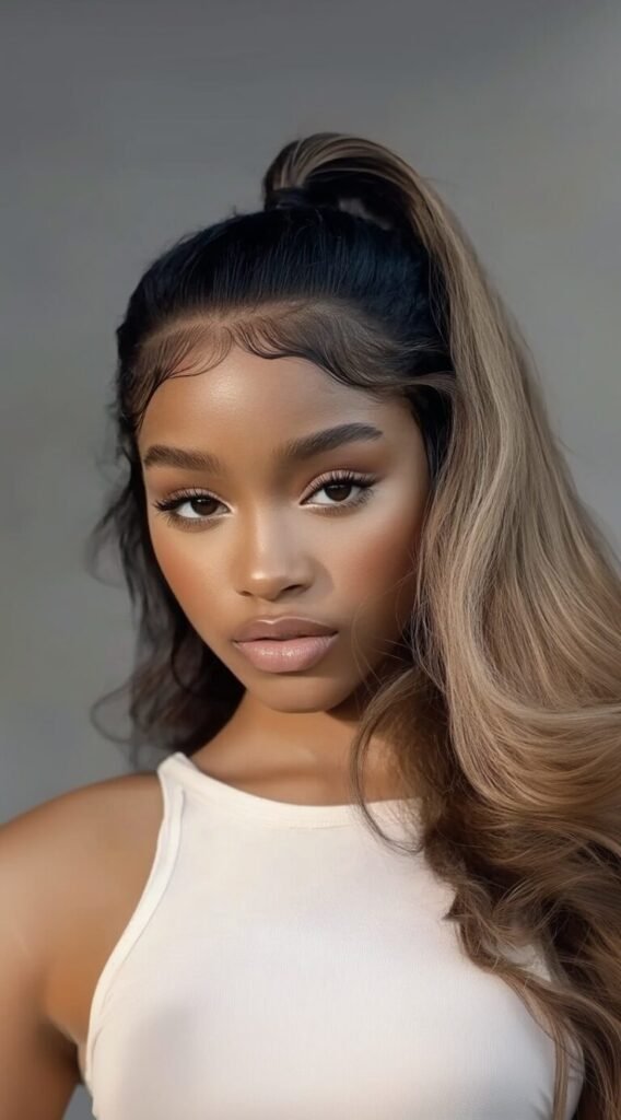 High Ponytail with Sleek Edges