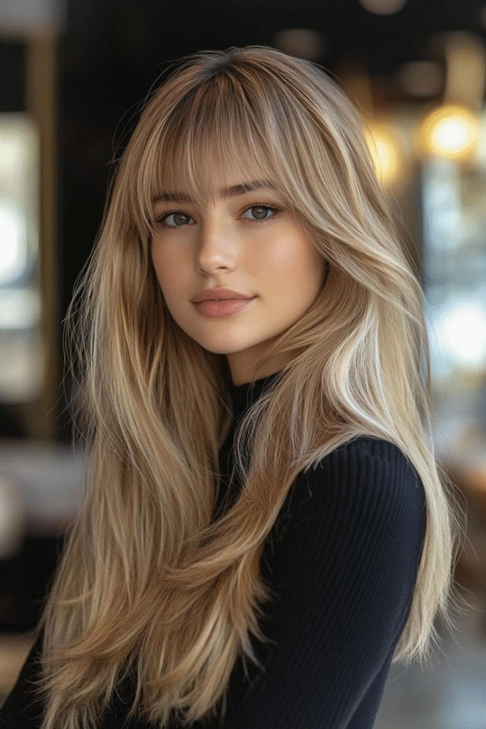 Blowout Bangs with Heavy Swoop