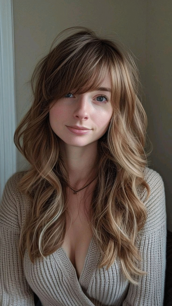 Voluminous Side Bangs with Curls