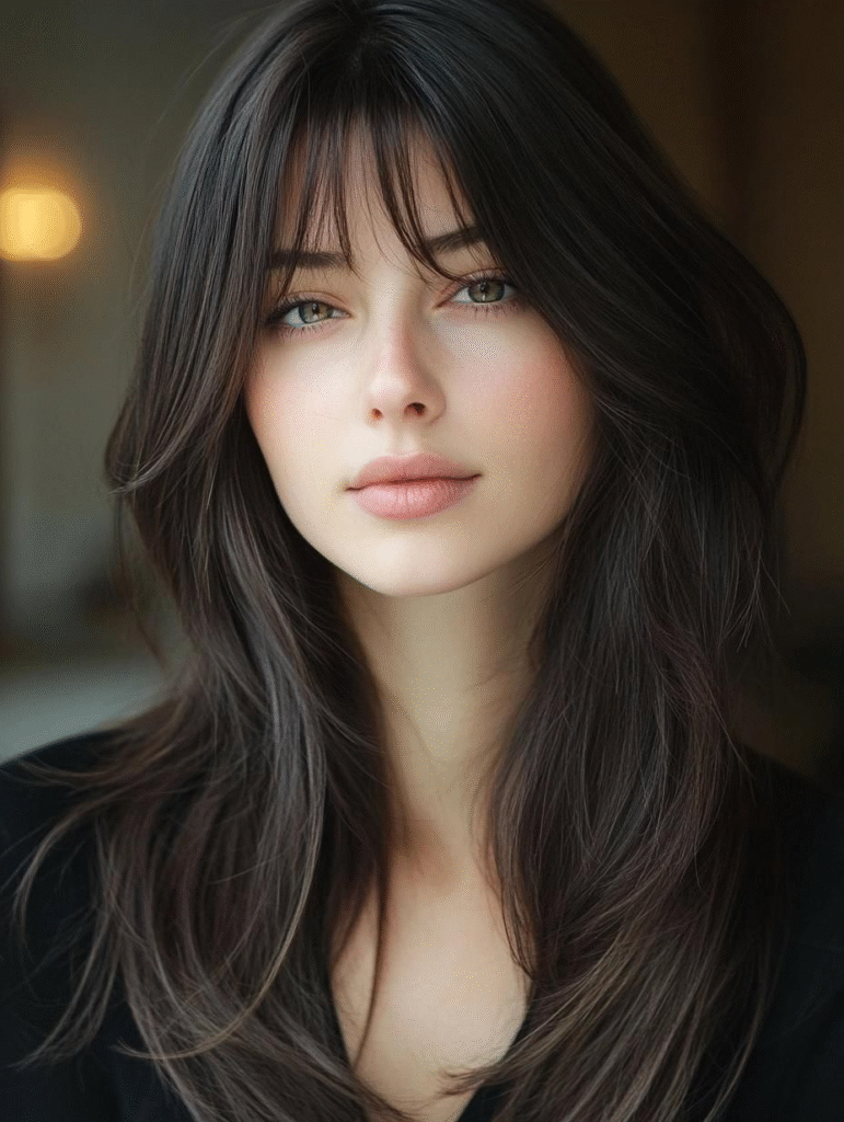 Glossy Jet Black One-Eye Bangs