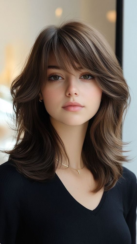 Face-Framing Bangs with Tucked Ends