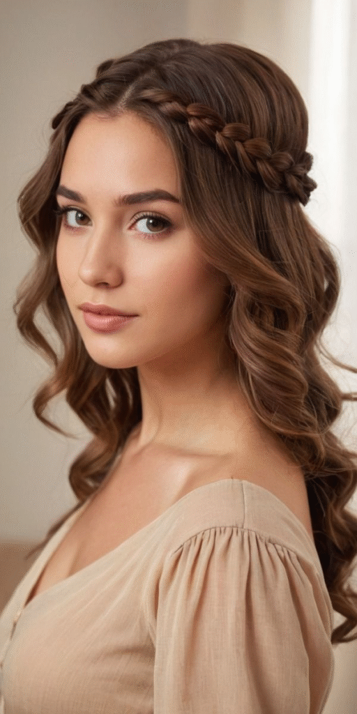 Half-Up Curls with Braided Headband