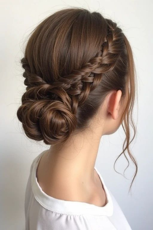 Braided Bun with Gold Rope Headband