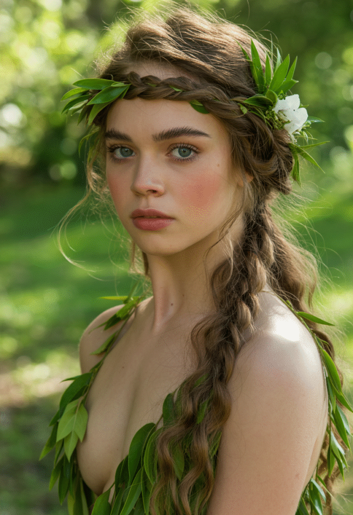 Loose Crown Braids with Soft Floral Accents