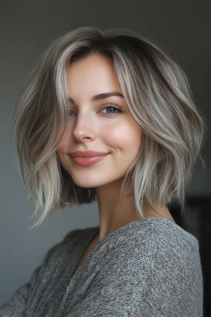 Icy Blonde and Ash Brown Wavy Bob