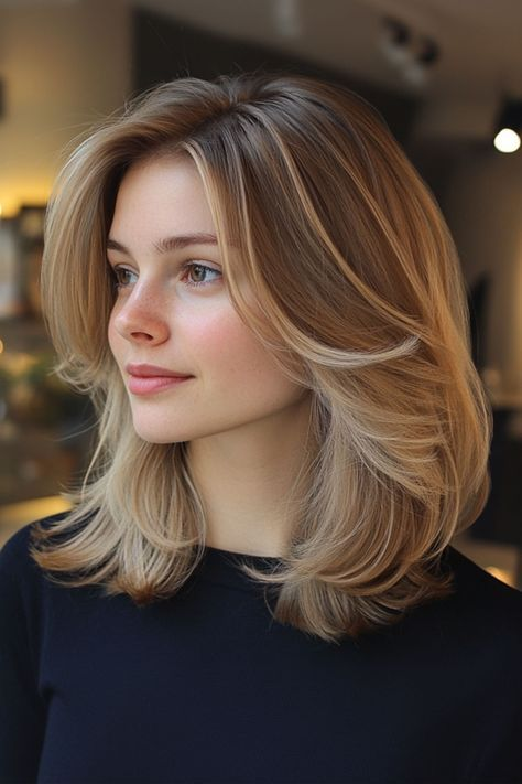 Caramel Blonde Highlights Bob