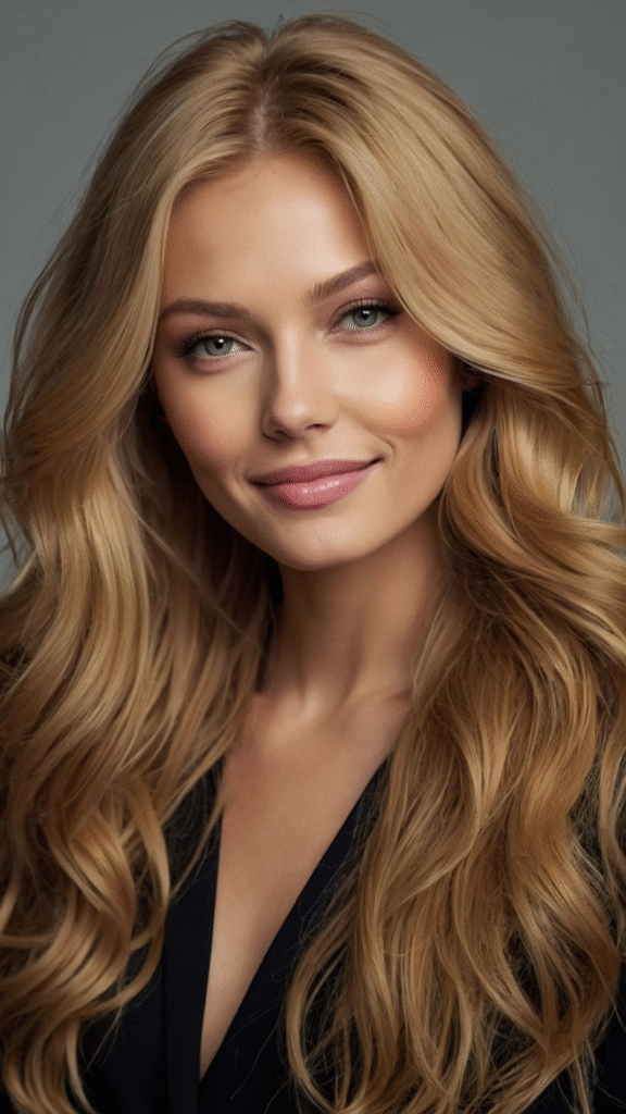 Honey Blonde Waves with Golden Hues