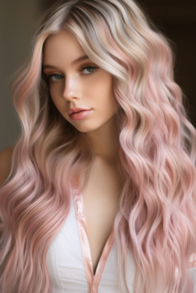 Rose Gold Waves with Platinum Highlights