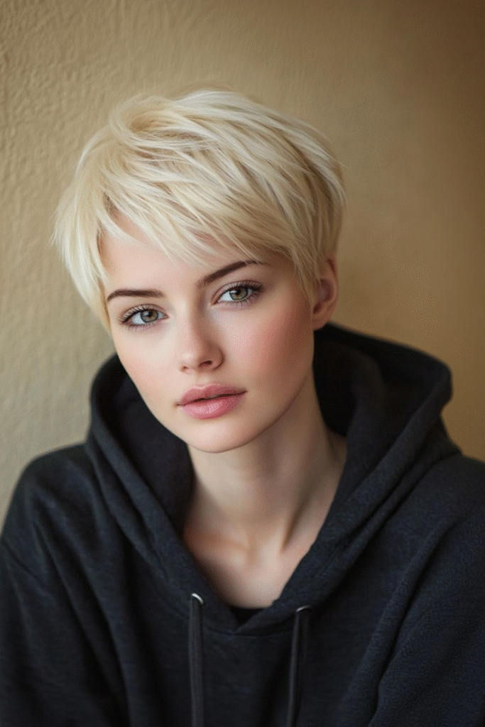 Soft Ash Pixie with Subtle Taper