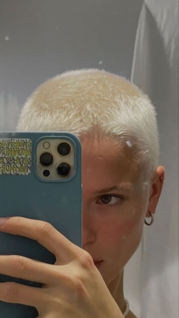 Platinum Buzz Cut with Clean Fade