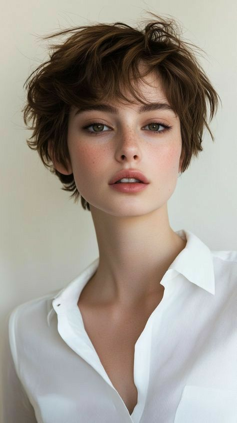 Textured Dark Pixie with Point-Cut Fringe