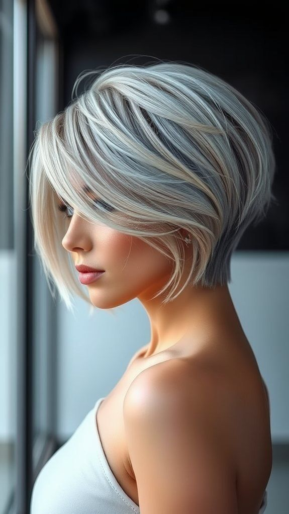 Edgy Black Pixie with Platinum Bangs