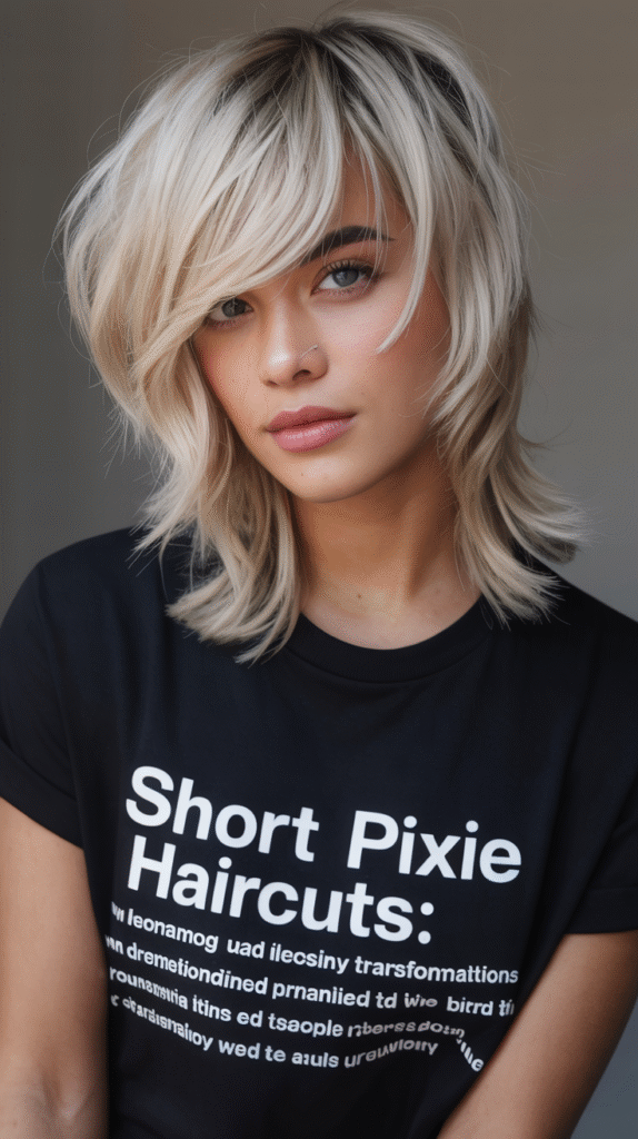 Silver Micro Bangs Pixie with Undercut