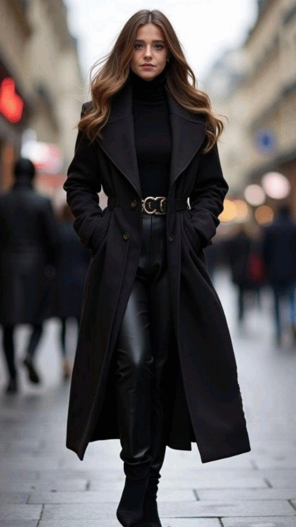  Sleek Black Turtleneck Look