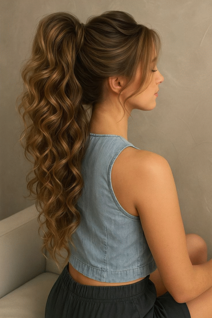 Curled Messy Ponytail