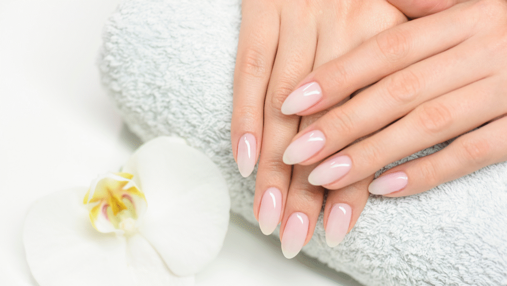 Glossy Nude Nails for a Clean Girl Finish