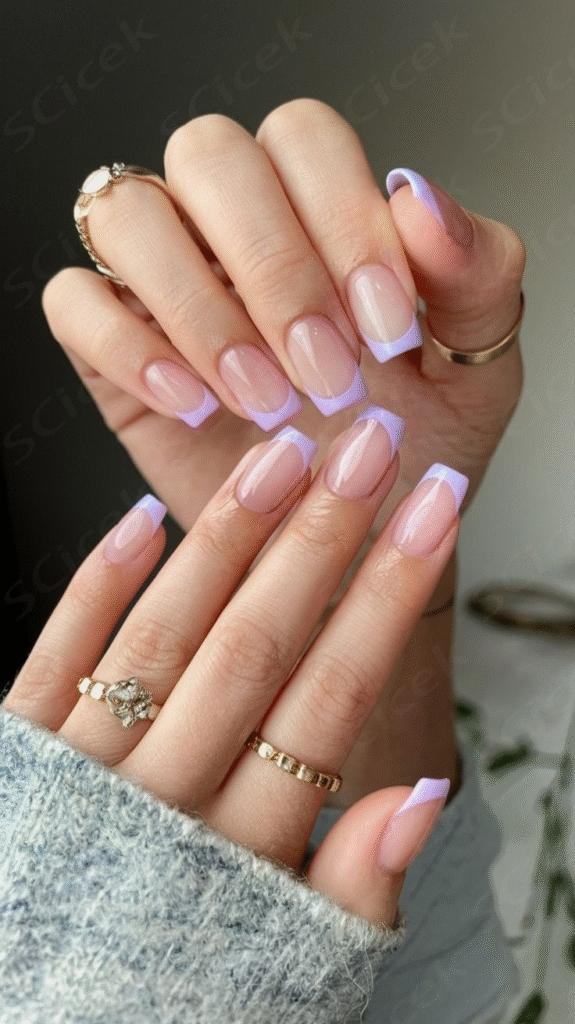 Modern French Tips with a Pastel Twist