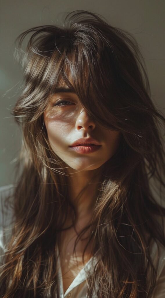 Long Layers with Curtain Bangs