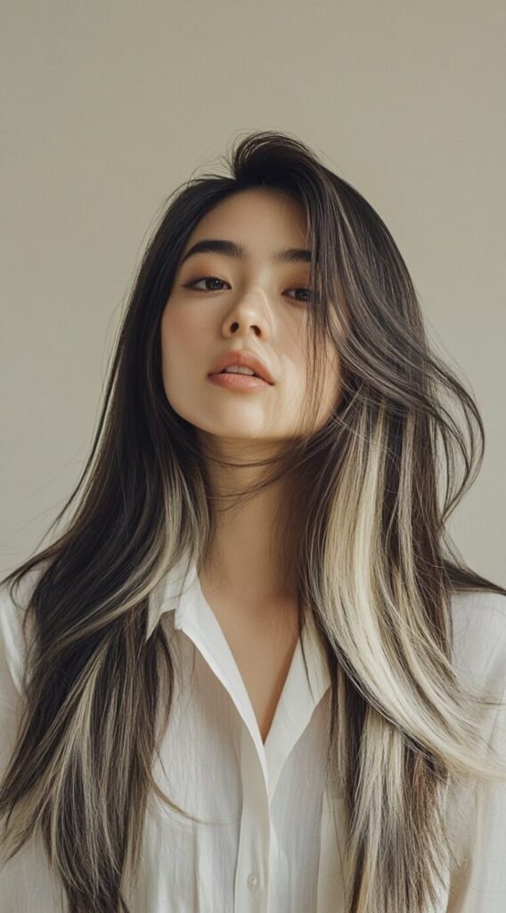 Long Straight Hair with Bold Highlights