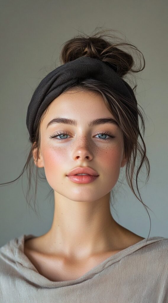 Loose Top Knot with a Thick Headband