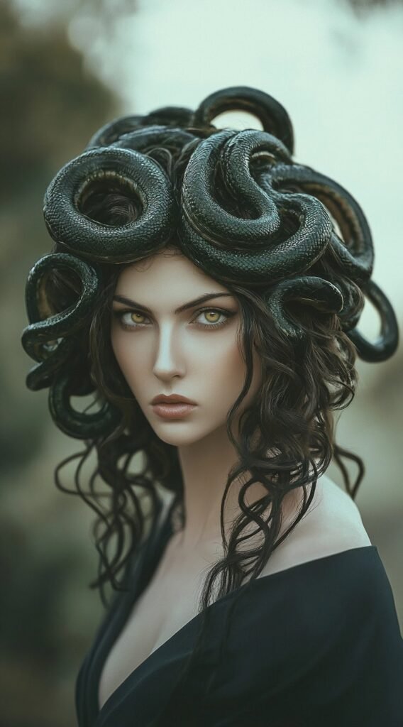 Medusa – Curly Mess with Snake Ornaments