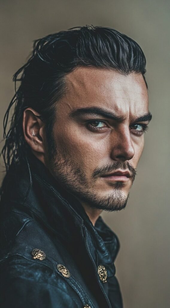 Messy Slicked Back Hair with Wet Look