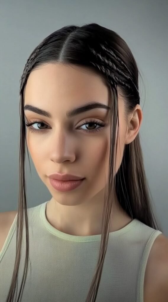 Micro Braids with Sleek Straight Hair