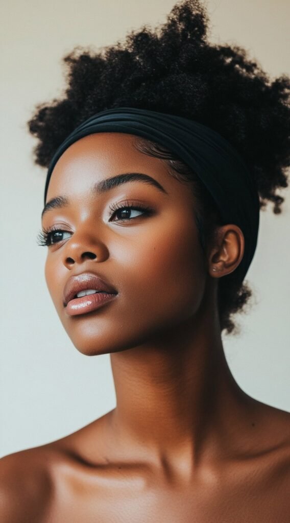 Natural Puff with a Thick Headband