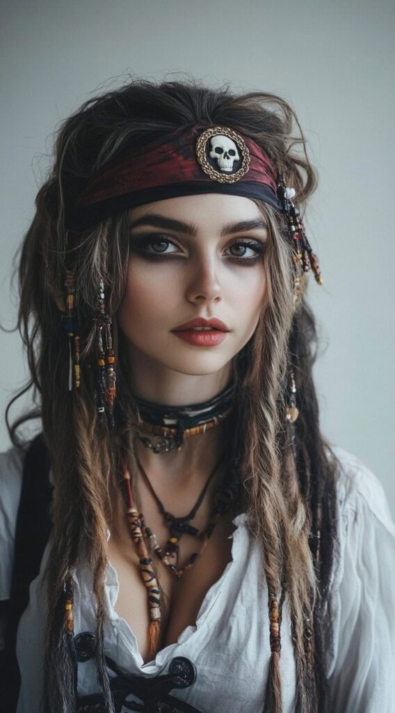 Pirate Queen – Braids with Beads and Headband