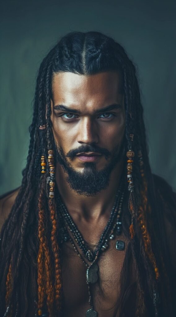 Pirate Locks Long Messy Hair with Braids and Beads
