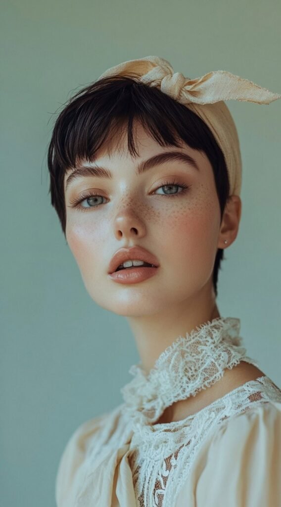 Pixie Cut with a Knotted Fabric Headband