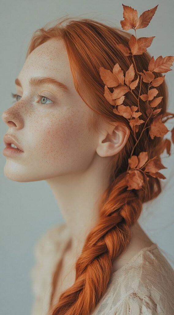Pumpkin Spice Braid – Orange Tones with Fall Leaves