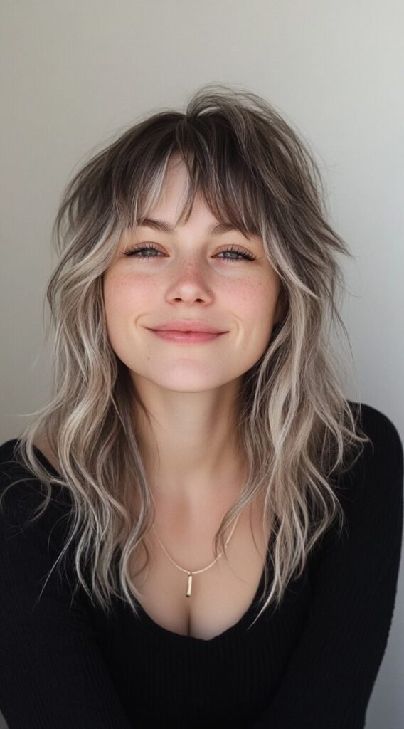 Shaggy Ash Blonde Balayage with Choppy Layers