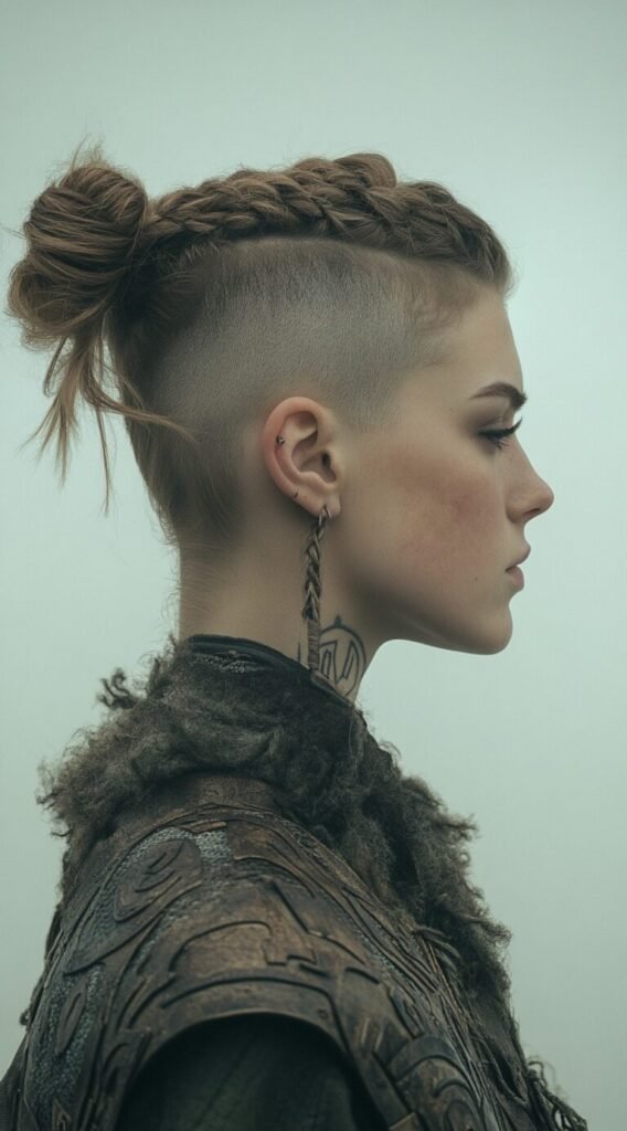 Shaved Sides with Braided High Bun