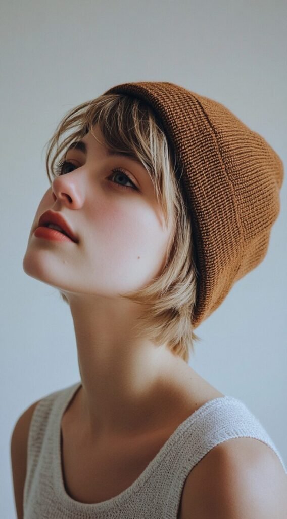 Sleek Short Bob with a Beanie