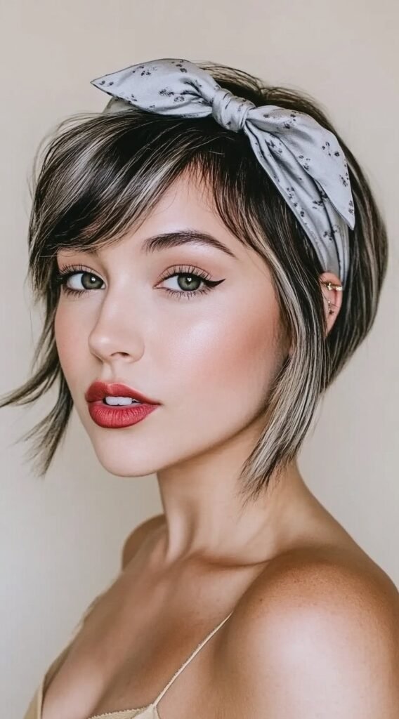 Short Bob with a Bow Headband